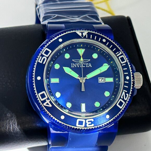 BRAND NEW Invicta Pro Diver Anatomic TRANSPARENT Blue strap Blue Case Watch - Picture 2 of 8